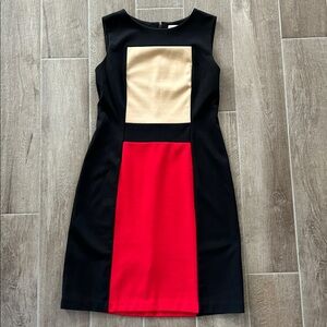 Calvin Klein Sheath Pencil Dress Colorblock Sleeveless Career Work